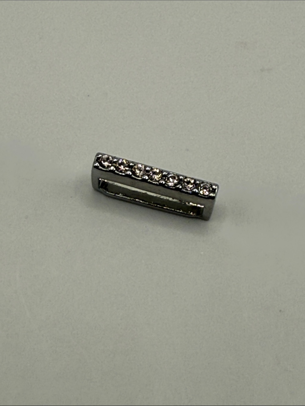 KEEP Collective Silver Light Pink Crystal Pavé Bar Slider Charm